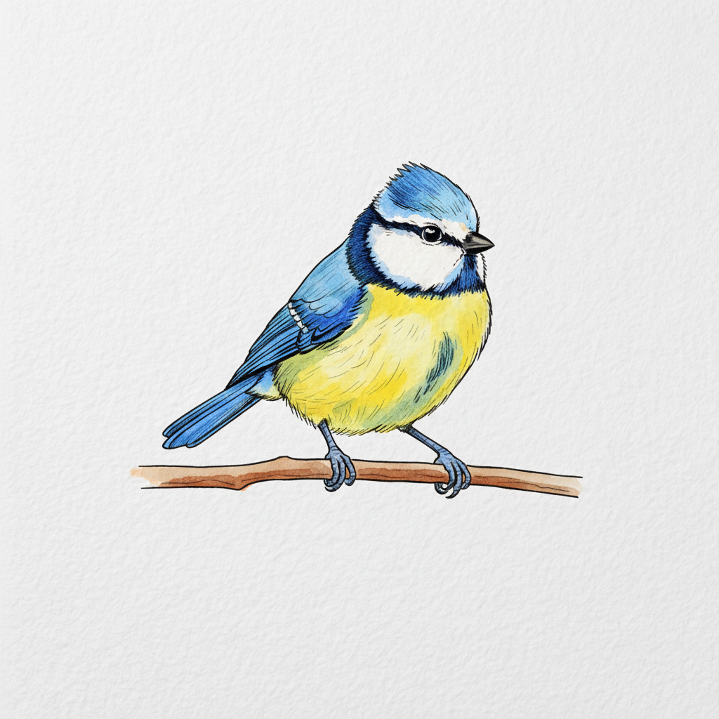 Mésange aquarelle