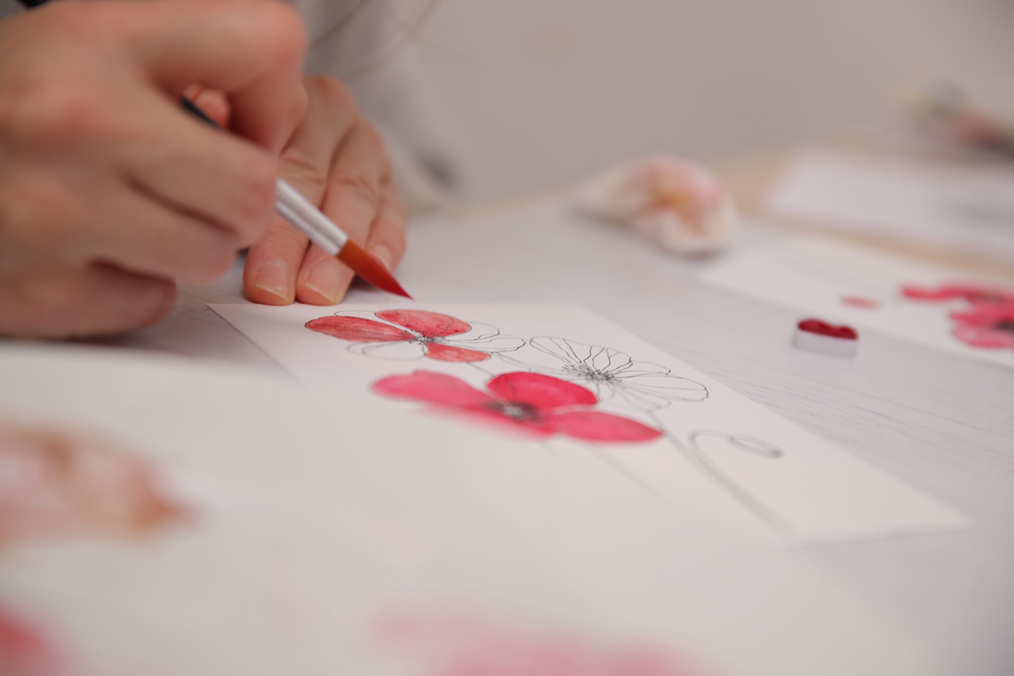 Aquarelle botanique en cours